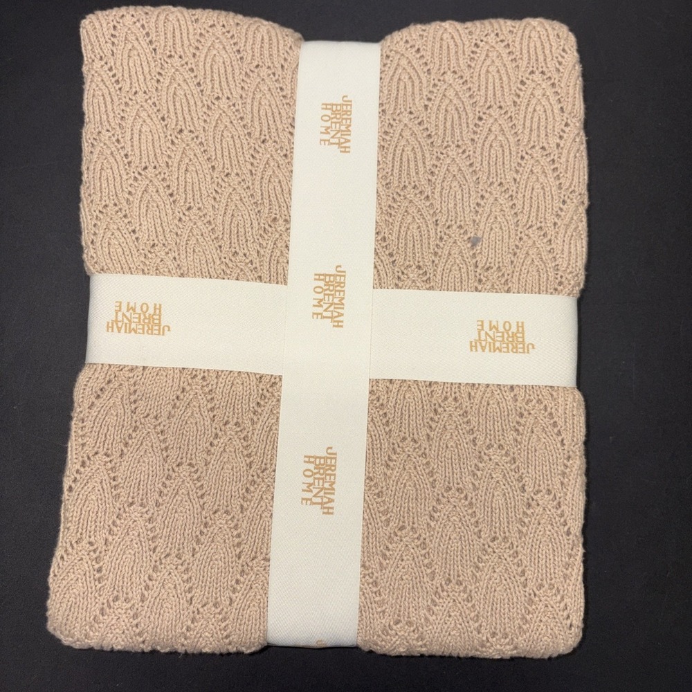 Sand Jeremiah Brent Home 100% Cotton Knitted Pointelle Scallop 50in x 60in 20748